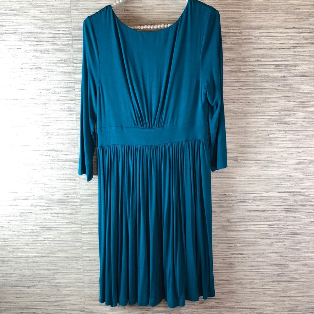 Boston Proper Deep-V Knit Teal Kimono Dress - Picture 5 of 7